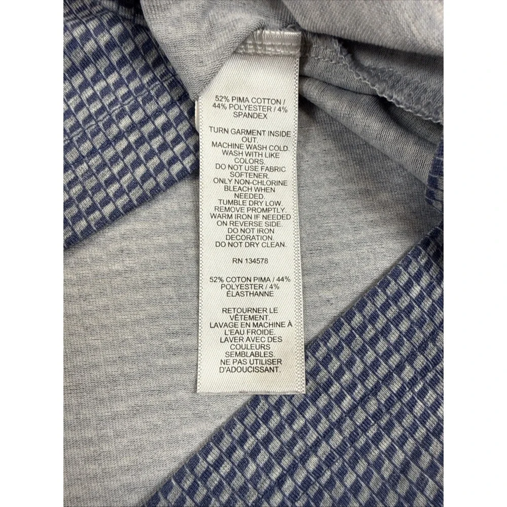 Jim Nantz Vineyard Vines Men M Blue Geometric Polo Short Sleeve Golf Preppy Peru
